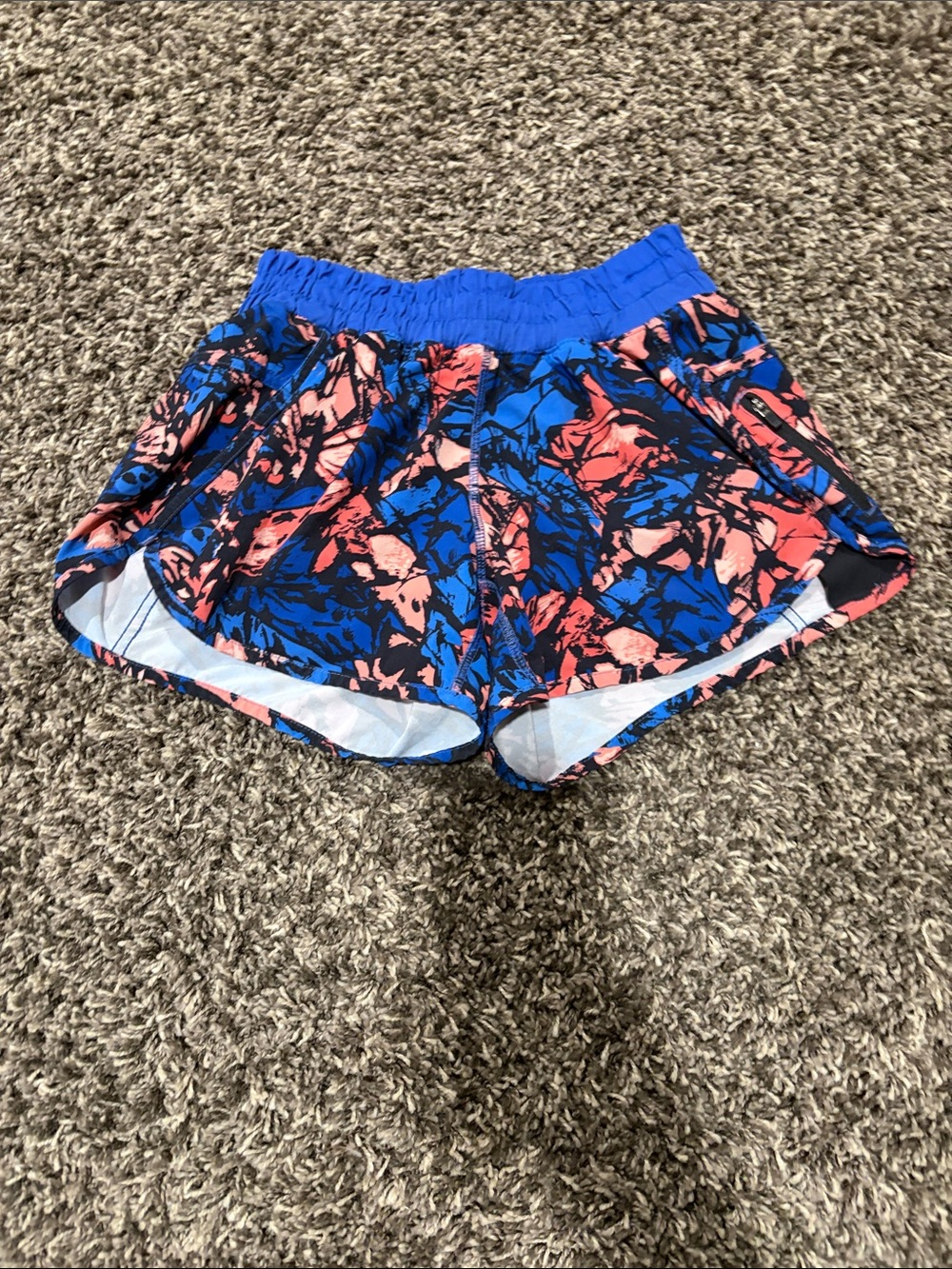 lululemon athletica Blue & Coral Floral Print Athletic Shorts